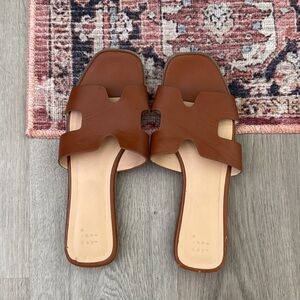 A New Day Women's Tan Slide Sandals